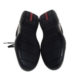 Pre Owned Prada Sport Black Leather And Fabric Low Top Sneakers Size 40