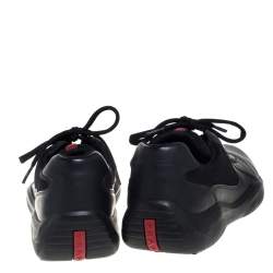 Pre Owned Prada Sport Black Leather And Fabric Low Top Sneakers Size 40