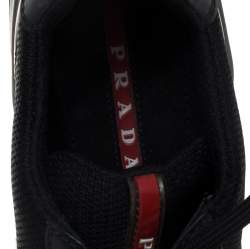 Pre Owned Prada Sport Black Leather And Fabric Low Top Sneakers Size 40