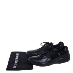 Pre Owned Prada Sport Black Leather And Fabric Low Top Sneakers Size 40