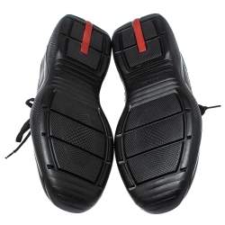 Pre Owned Prada Black Leather And Fabric Low Top Sneakers Size 40.5