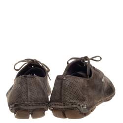 Pre Owned حذاء لوفر رياضى برادا أربطة سويدى مثقب أخضر زيتونى مقاس 43.5