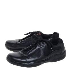 Pre Owned حذاء رياضى برادا نيفاد بايك شبك وجلد أسود مقاس 41.5 