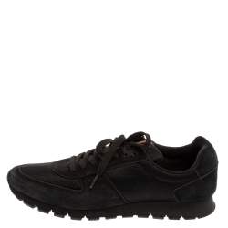 Prada Black Suede/Mesh Low Top Lace Up Sneakers Size 46