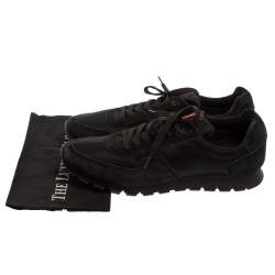 Prada Black Suede/Mesh Low Top Lace Up Sneakers Size 46