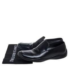Prada Black Leather  Slip On Loafers Size 42