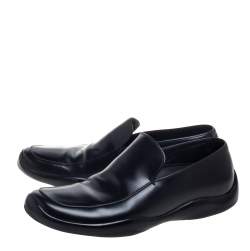 Prada Black Leather  Slip On Loafers Size 42