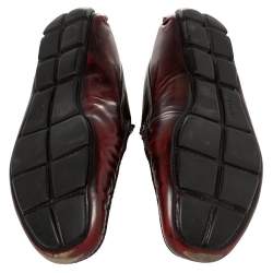 Pre Owned Prada Burgundy Leather Slip On Loafers Sze 42