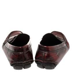 Pre Owned Prada Burgundy Leather Slip On Loafers Sze 42