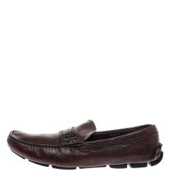 Prada Brown Croc And Leather  Slip On  Loafers Size 44.5