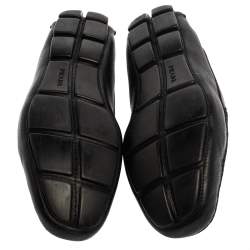Prada Black Leather Penny Slip On Loafers Size 45