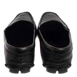Prada Black Leather Penny Slip On Loafers Size 45