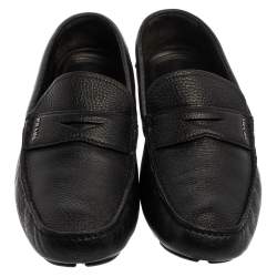 Prada Black Leather Penny Slip On Loafers Size 45