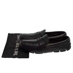 Prada Black Leather Penny Slip On Loafers Size 45