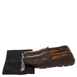 Pre Owned Prada Brown Leather Penny Loafers Size 42
