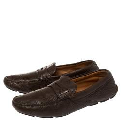 Pre Owned Prada Brown Leather Penny Loafers Size 42
