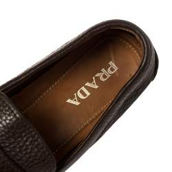 Pre Owned Prada Brown Leather Penny Loafers Size 42