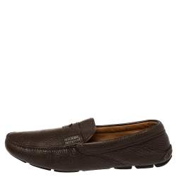 Pre Owned Prada Brown Leather Penny Loafers Size 42
