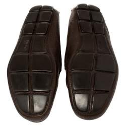 Pre Owned Prada Brown Leather Penny Loafers Size 42