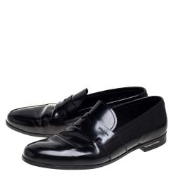 مملوكة مسبقًا Prada Black Leather Slip On Penny Loafers Size 41.5 