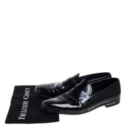 مملوكة مسبقًا Prada Black Leather Slip On Penny Loafers Size 41.5 