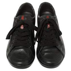 Pre Owned Prada Sports Black Leather Low Top Sneakers Size 44