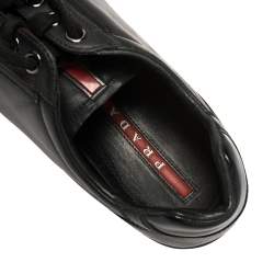 Pre Owned Prada Sports Black Leather Low Top Sneakers Size 44
