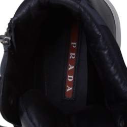 Prada Black Camouflage Canvas And Leather High Top Sneakers Size 43