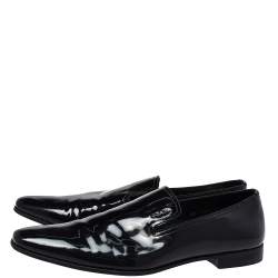 Pre Owned حذاء برادا سموكينغ سليبرز جلد أزرق لامع مقاس 43