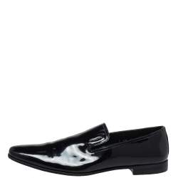 Pre Owned حذاء برادا سموكينغ سليبرز جلد أزرق لامع مقاس 43