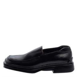 Prada Black Leather Platform Loafers Size 42