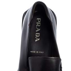 Prada Black Leather Platform Loafers Size 42