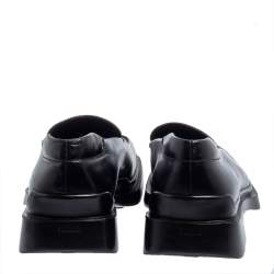 Prada Black Leather Platform Loafers Size 42