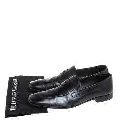 Prada Black Leather Penny Sip On Loafers Size 43