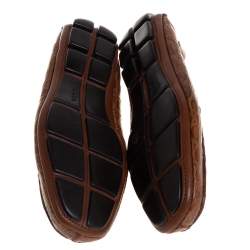 Prada Brown Croc Leather Slip On Loafers Size 42