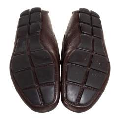 Pre Owned حذاء لوفرز برادا سليب أون جلد بني مقاس 41.5