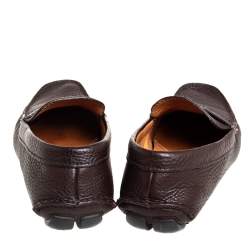 Pre Owned حذاء لوفرز برادا سليب أون جلد بني مقاس 41.5