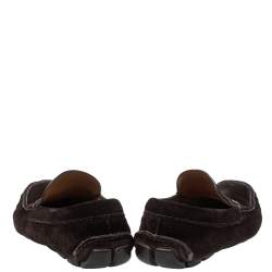 Prada Brown Suede Penny Slip On Loafers Size 43.5