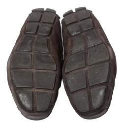 Prada Brown Suede Penny Slip On Loafers Size 43.5