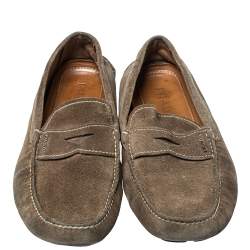Prada Olive Green Suede Penny Slip On Loafers Size 43