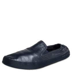 Prada Blue Leather Slip On Sneakers Size 43.5