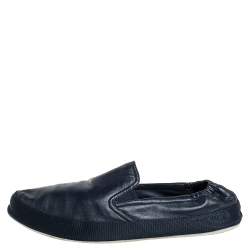 Prada Blue Leather Slip On Sneakers Size 43.5