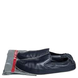 Prada Blue Leather Slip On Sneakers Size 43.5