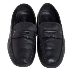 Prada Black Leather Slip On Loafers Size 44
