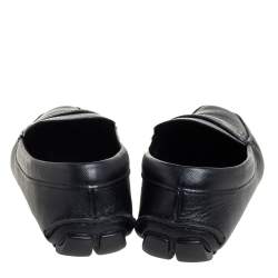 Prada Black Leather Slip On Loafers Size 44