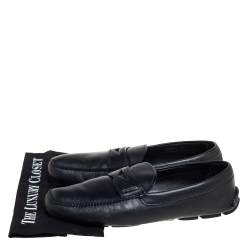 Prada Black Leather Slip On Loafers Size 44
