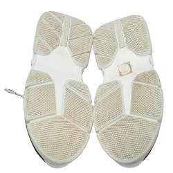 Pre Owned Prada Grey Knit Fabric Logo Low Top Sneakers Size 41