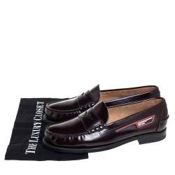 مملوكة مسبقًا Prada Burgundy Leather Penny Slip On Loafers Size 40
