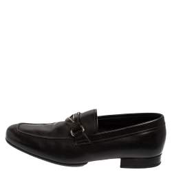 Pre Owned Prada Black Leather Penny Loafers Size 40
