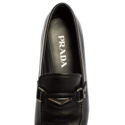 Pre Owned Prada Black Leather Penny Loafers Size 40